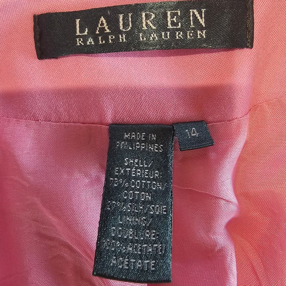 Lauren Ralph Lauren Pink Single Button Cotton Blazer Jacket Women's 14 3979 - Picture 3 of 10